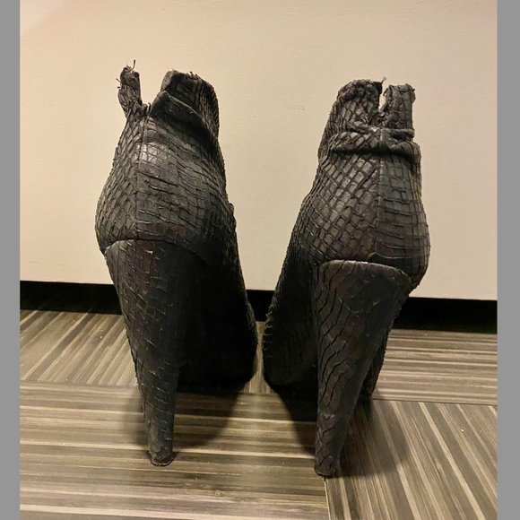 Elizabeth and James Reese Draped Snake Python Heeled Booties - Picture 3 of 3